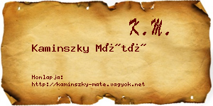 Kaminszky Máté névjegykártya